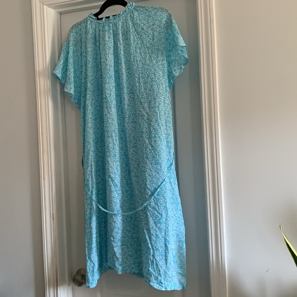 DRAPER JAMES RSVP Keyhole Pleat Neck Dress‎ Turquoise Blue White XXL  NWT - Picture 9 of 12